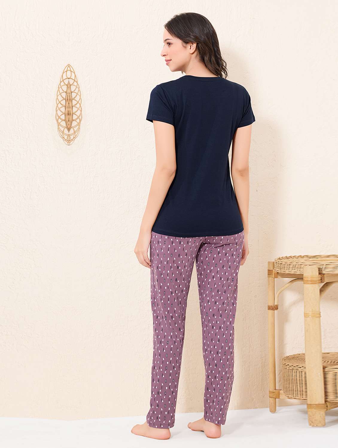 women printed nightwear pyjama set - 22032200 -  Standard Image - 2