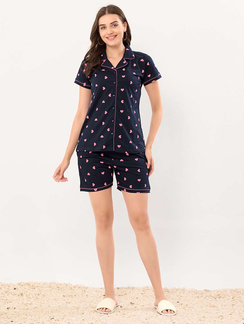 women printed nightwear shorts set