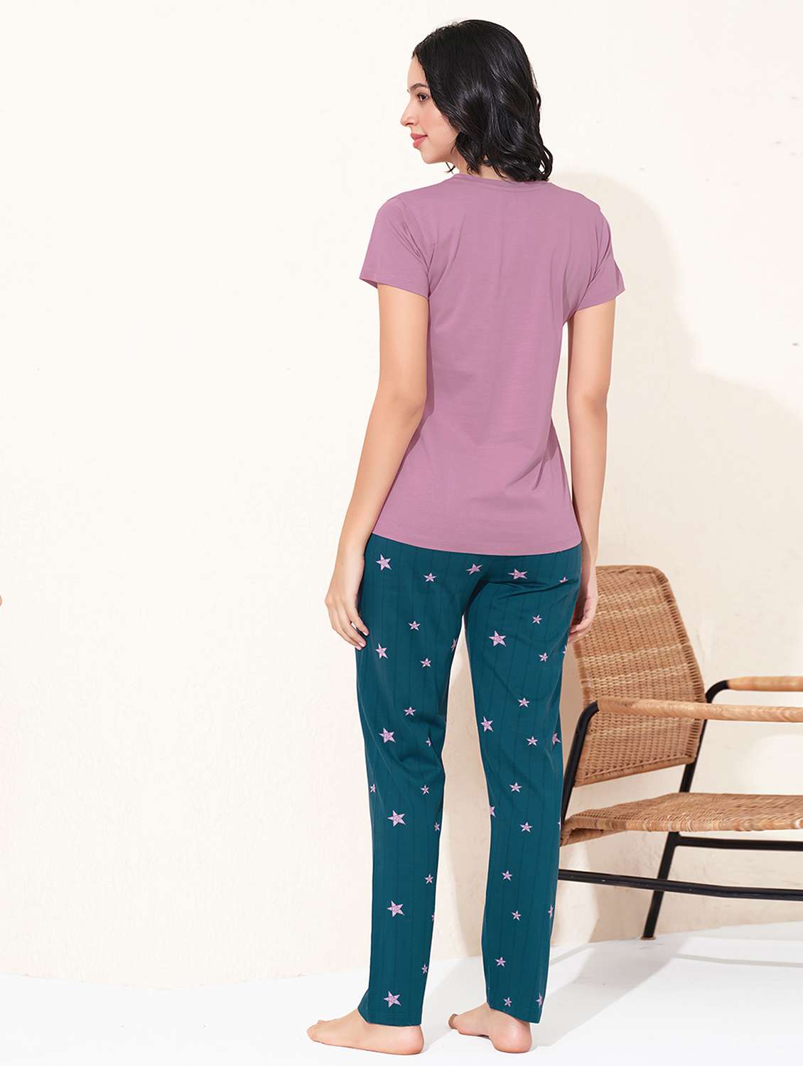 women printed nightwear pyjama set - 22032219 -  Standard Image - 2