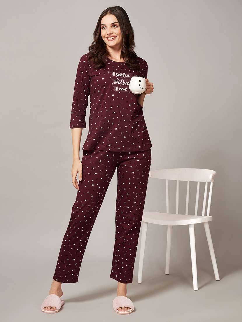 women printed nightwear pyjama set - 22032233 -  Standard Image - 2