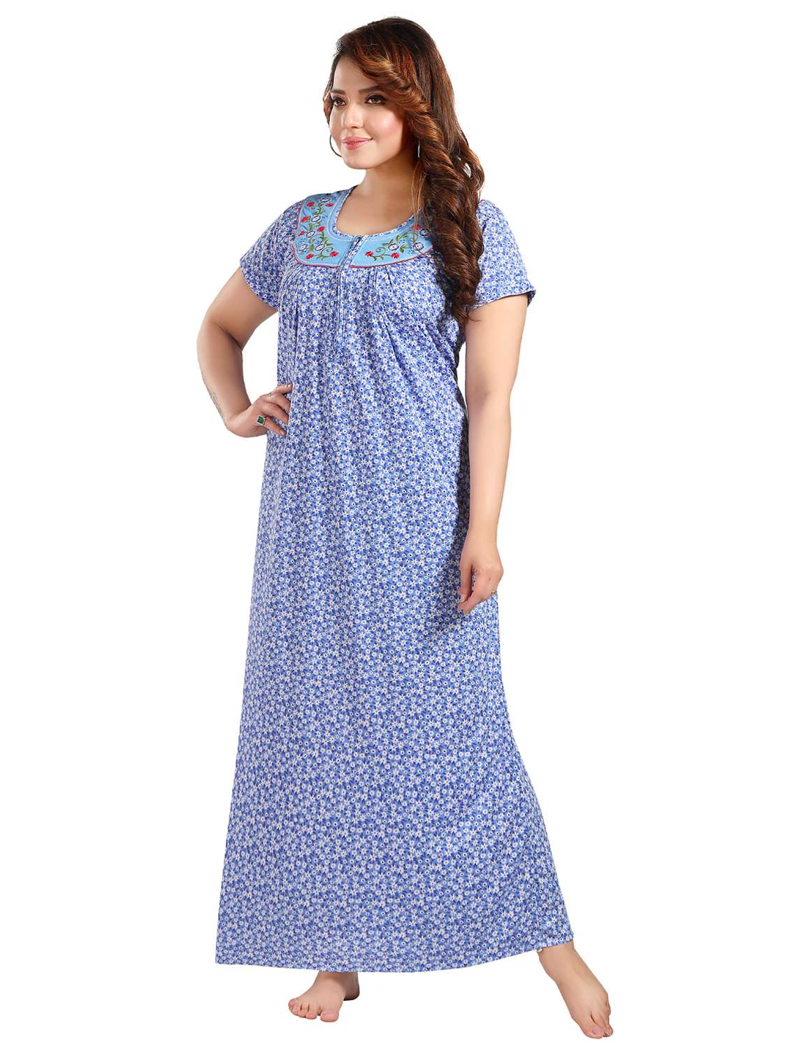 women printed short sleeve nighty - 22032242 -  Standard Image - 2