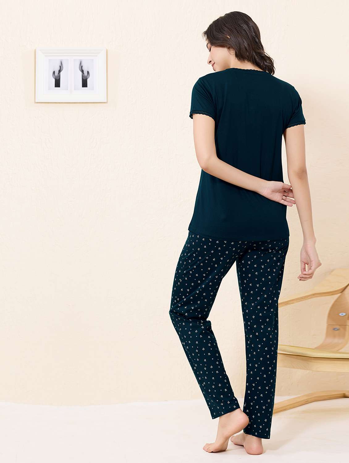 women printed nightwear pyjama set - 22033334 -  Standard Image - 2