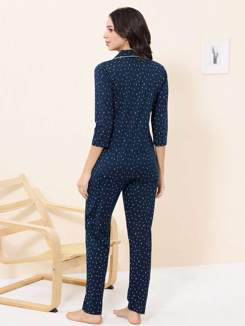 women printed nightwear pyjama set - 22033341 -  Standard Image - 2