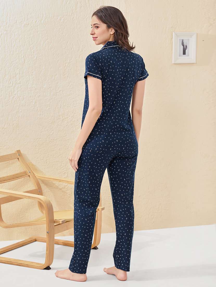 women printed nightwear pyjama set - 22033342 -  Standard Image - 2