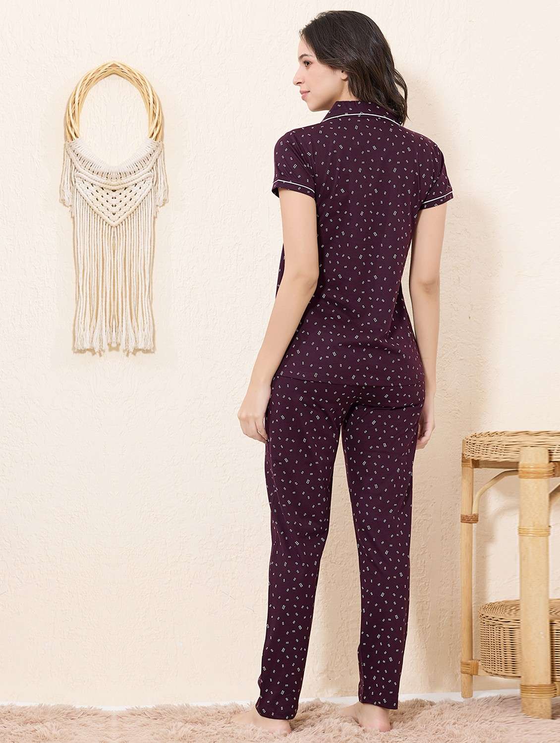 women printed nightwear pyjama set - 22033343 -  Standard Image - 2