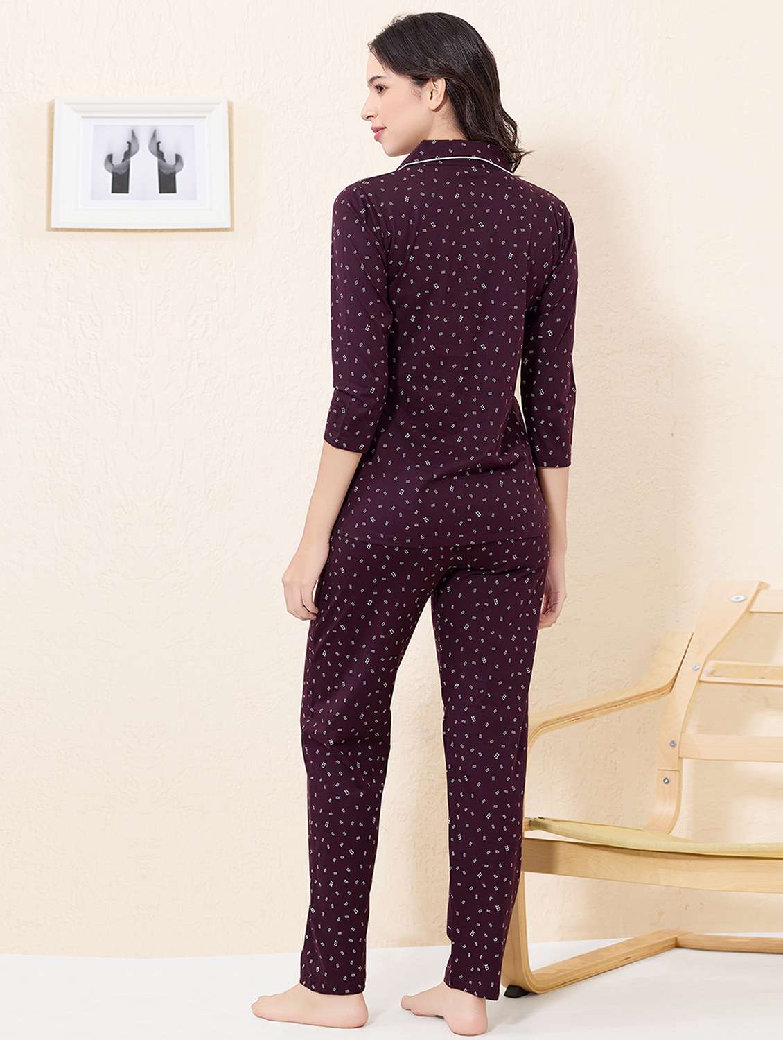 women printed nightwear pyjama set - 22033344 -  Standard Image - 2