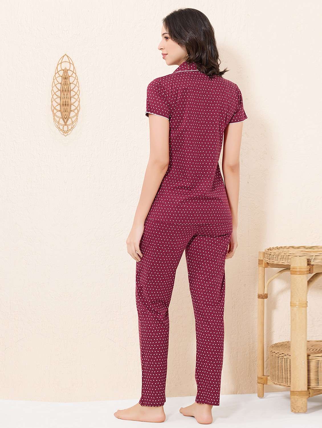 women printed nightwear pyjama set - 22033345 -  Standard Image - 2