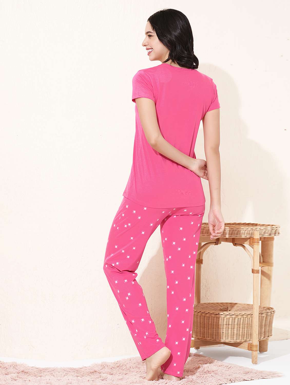 women printed nightwear pyjama set - 22033349 -  Standard Image - 2