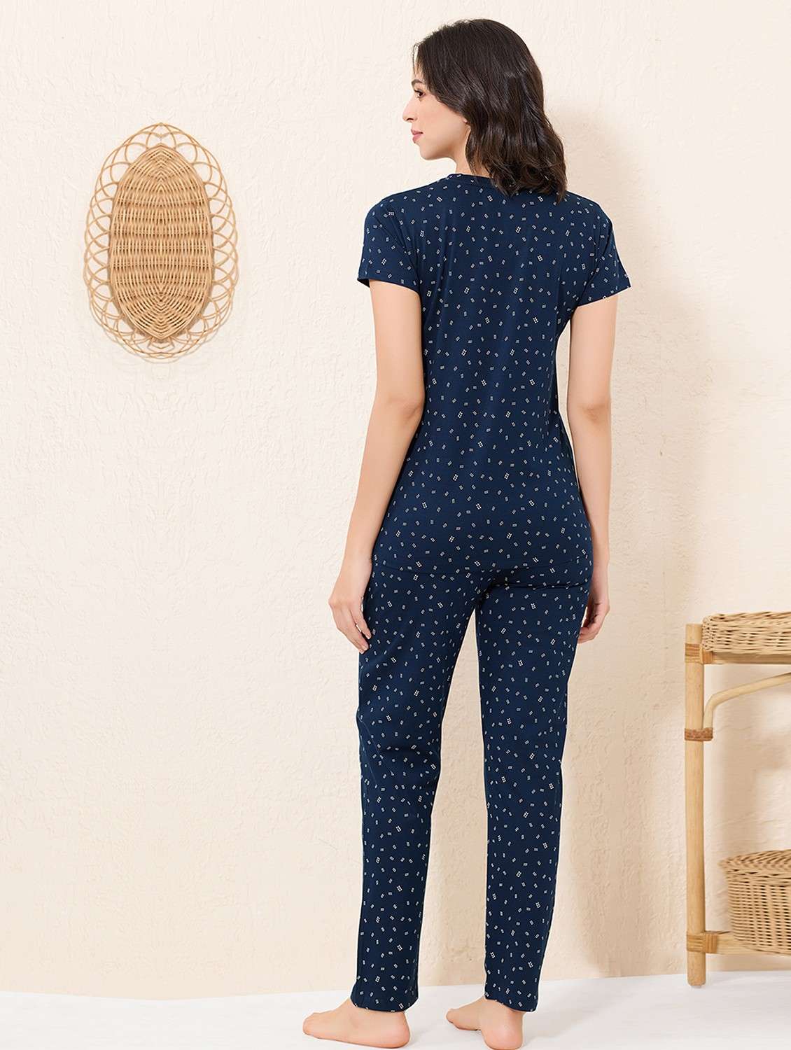 women printed nightwear pyjama set - 22033350 -  Standard Image - 2