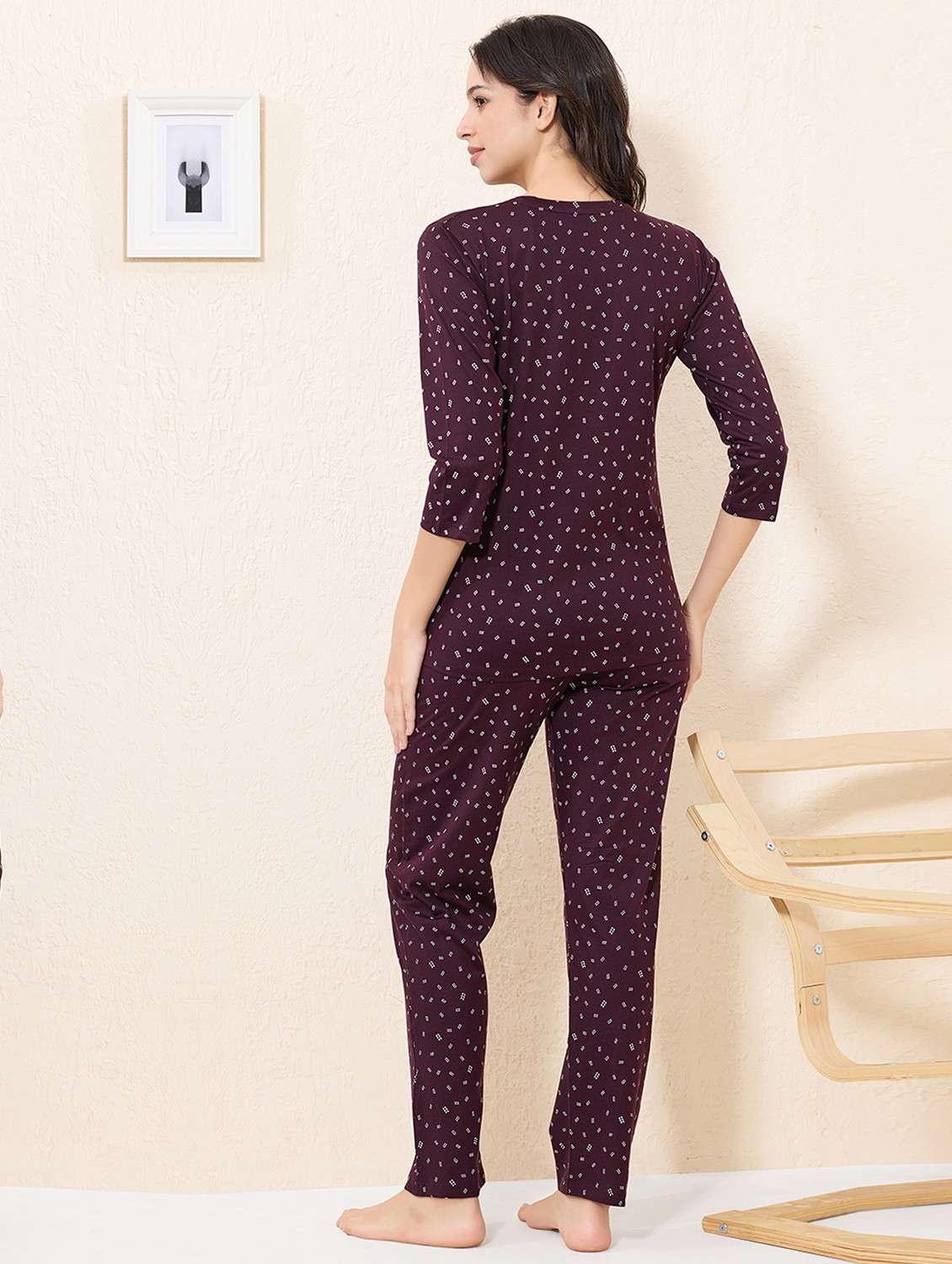 women printed nightwear pyjama set - 22033352 -  Standard Image - 2