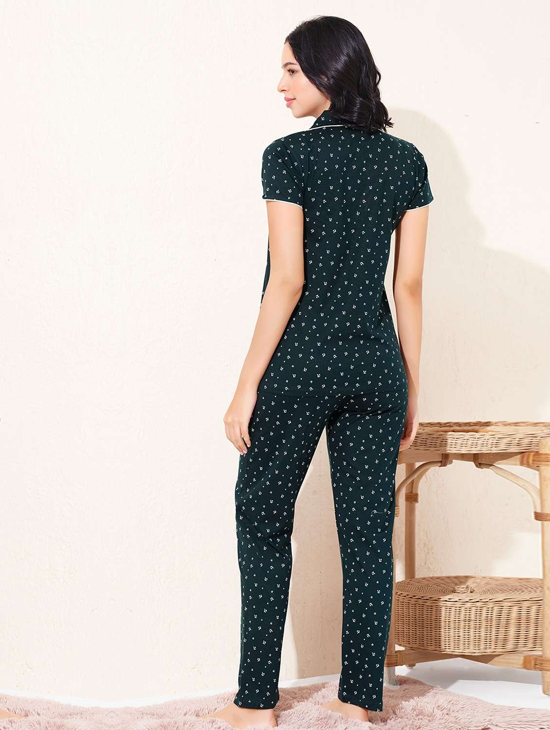 women printed nightwear pyjama set - 22033359 -  Standard Image - 2