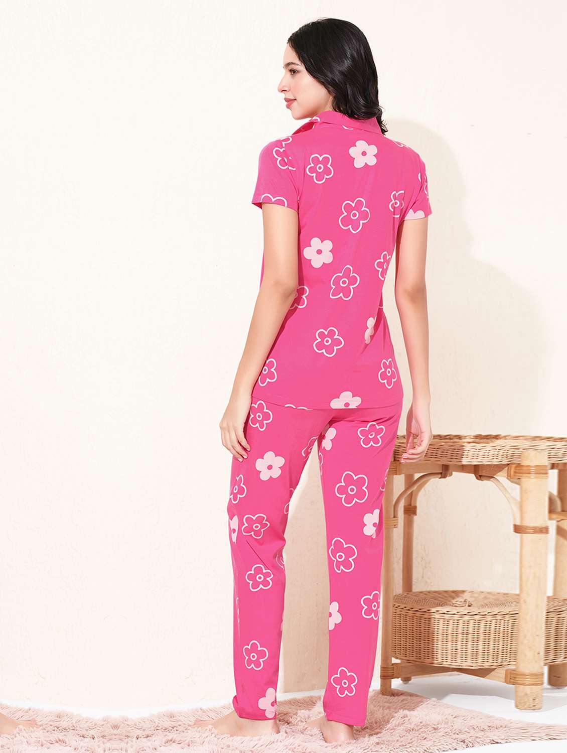 women printed nightwear pyjama set - 22033379 -  Standard Image - 2