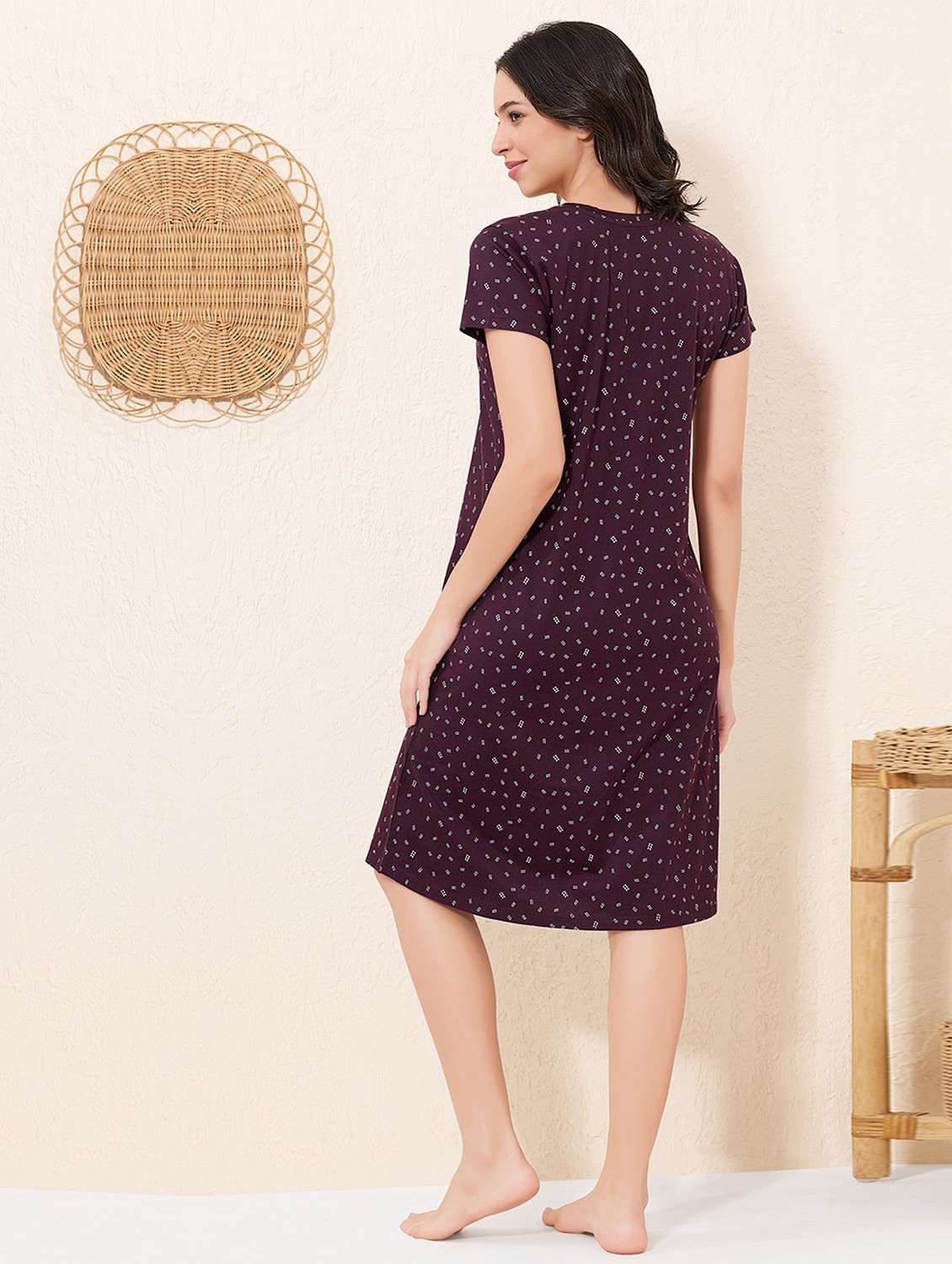 women printed short sleeve sleepshirt - 22033384 -  Standard Image - 2