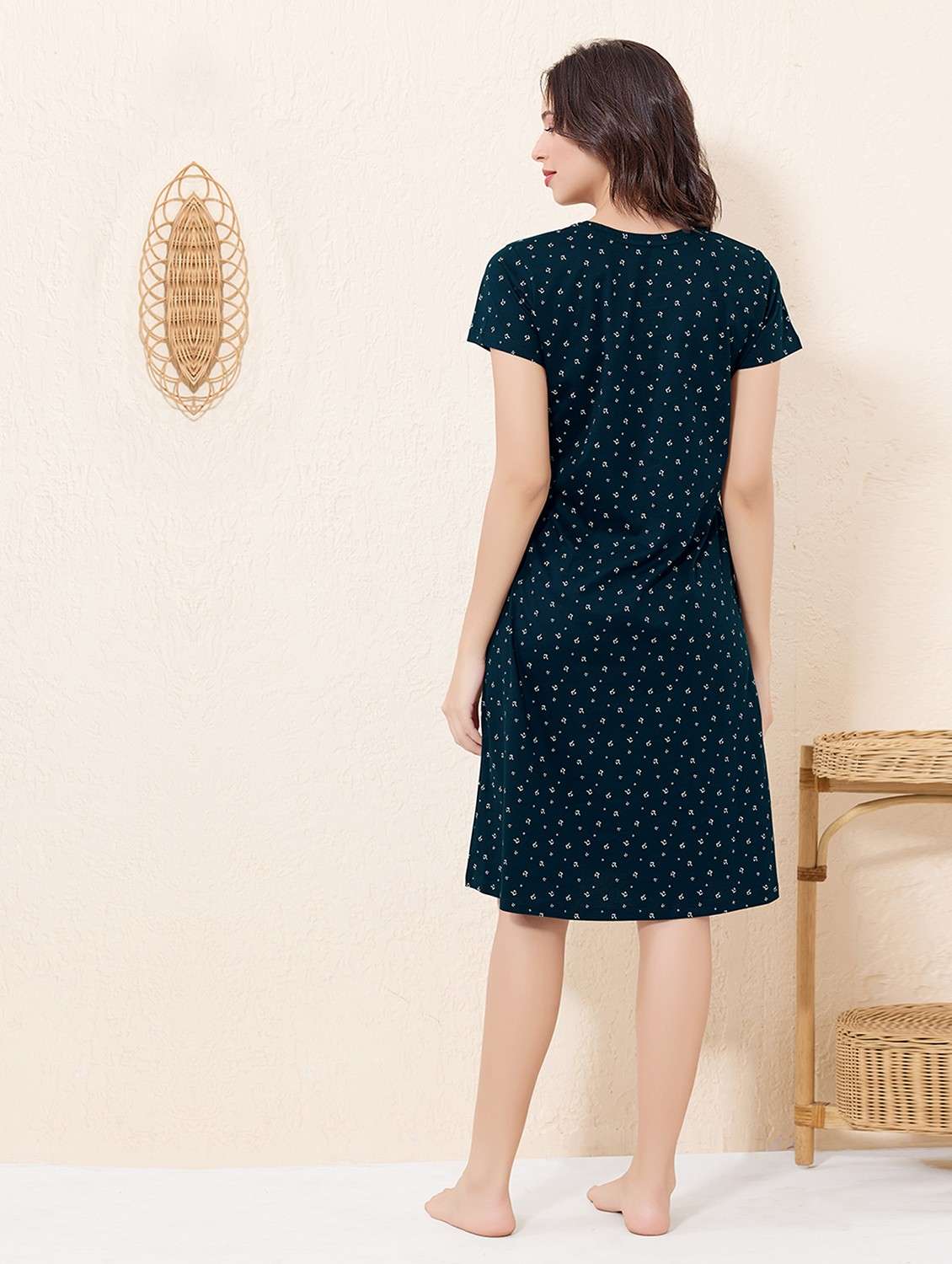 women printed short sleeve sleepshirt - 22033386 -  Standard Image - 2