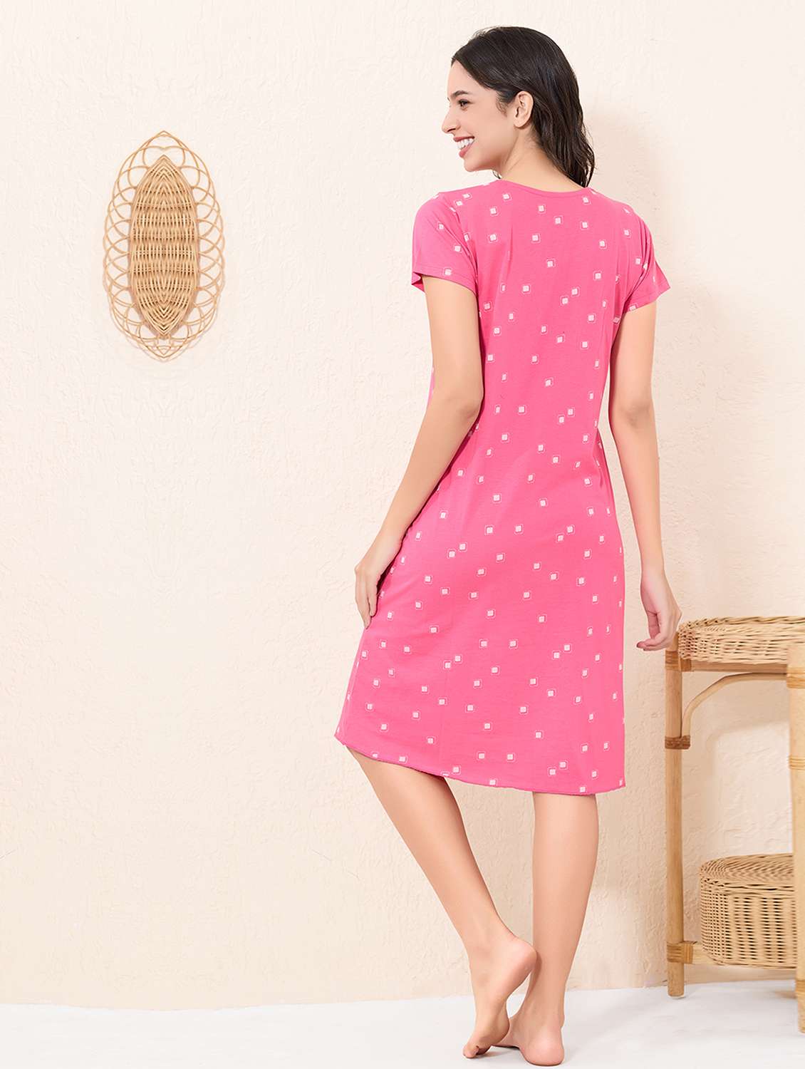 women printed short sleeve sleepshirt - 22033388 -  Standard Image - 2