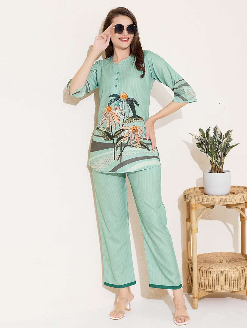 women printed top and trouser co-ord set