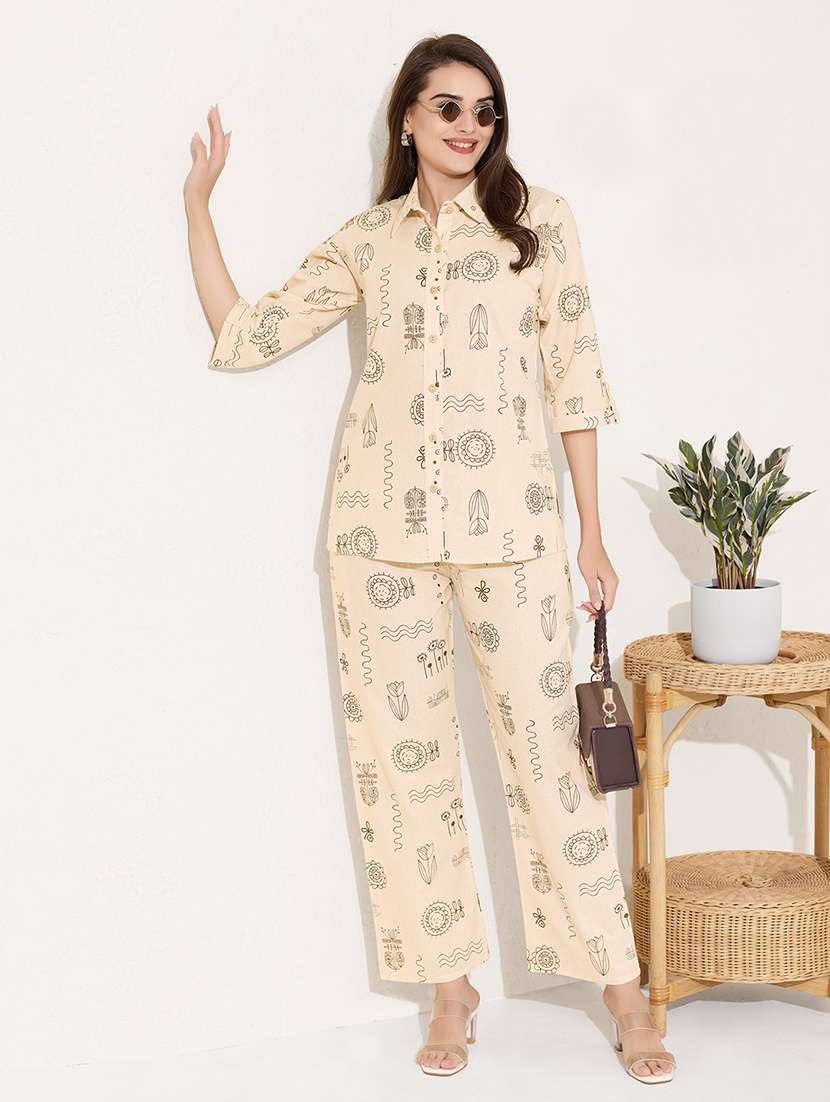 women printed shirt and trouser co-ord set