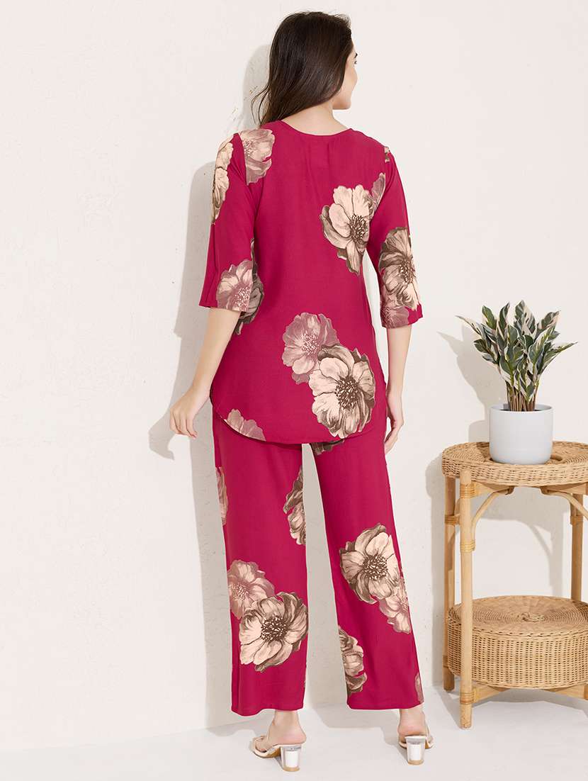 women printed top and trouser co-ord set - 22033404 -  Standard Image - 2