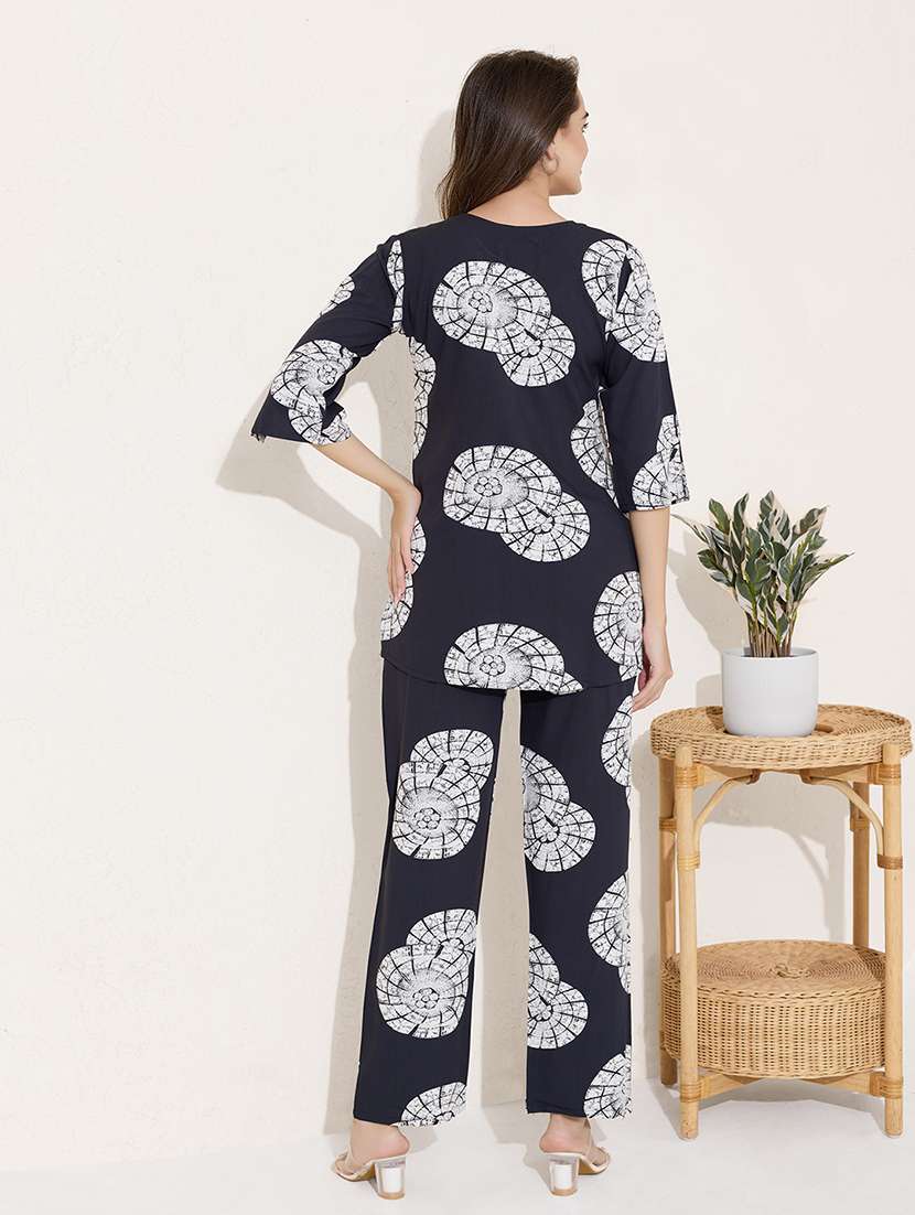 black viscose top women printed top and trouser co-ord set printed top and trouser co-ord set trouser set co-ord - 22033405 -  Standard Image - 2