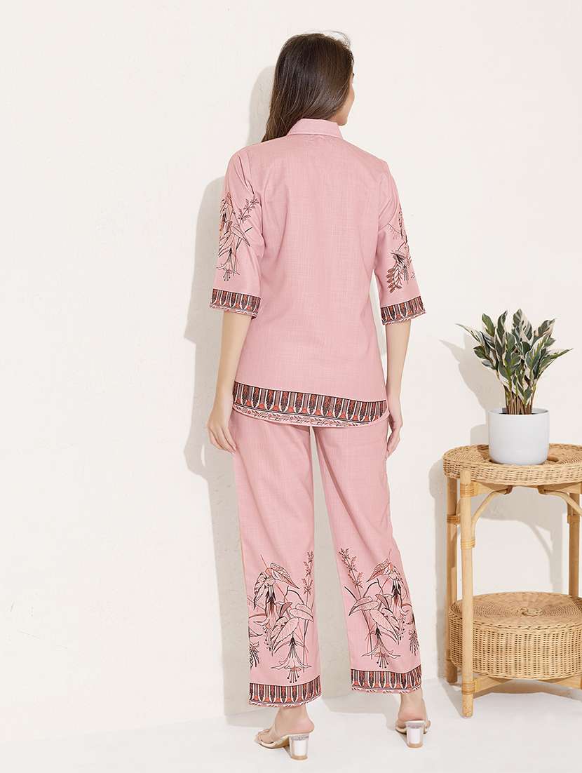 women printed shirt and trouser co-ord set - 22033406 - Standard Image - 2
