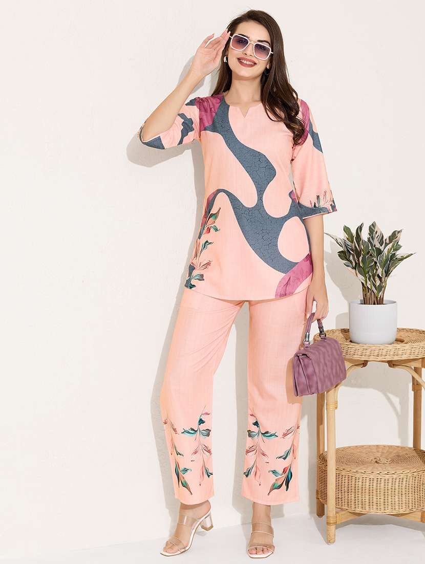 women printed top and trouser co-ord set