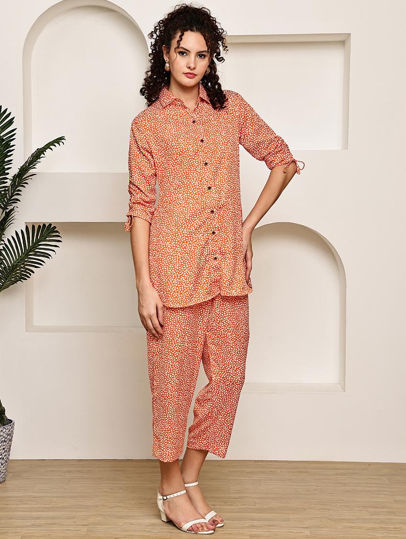 women printed shirt and trouser co-ord set - 22033422 - Standard Image - 2