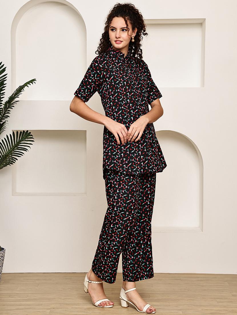 women printed top and trouser co-ord set - 22033424 - Standard Image - 2