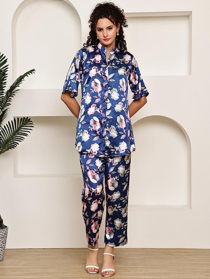 women printed shirt and trouser co-ord set - 22033426 - Standard Image - 2