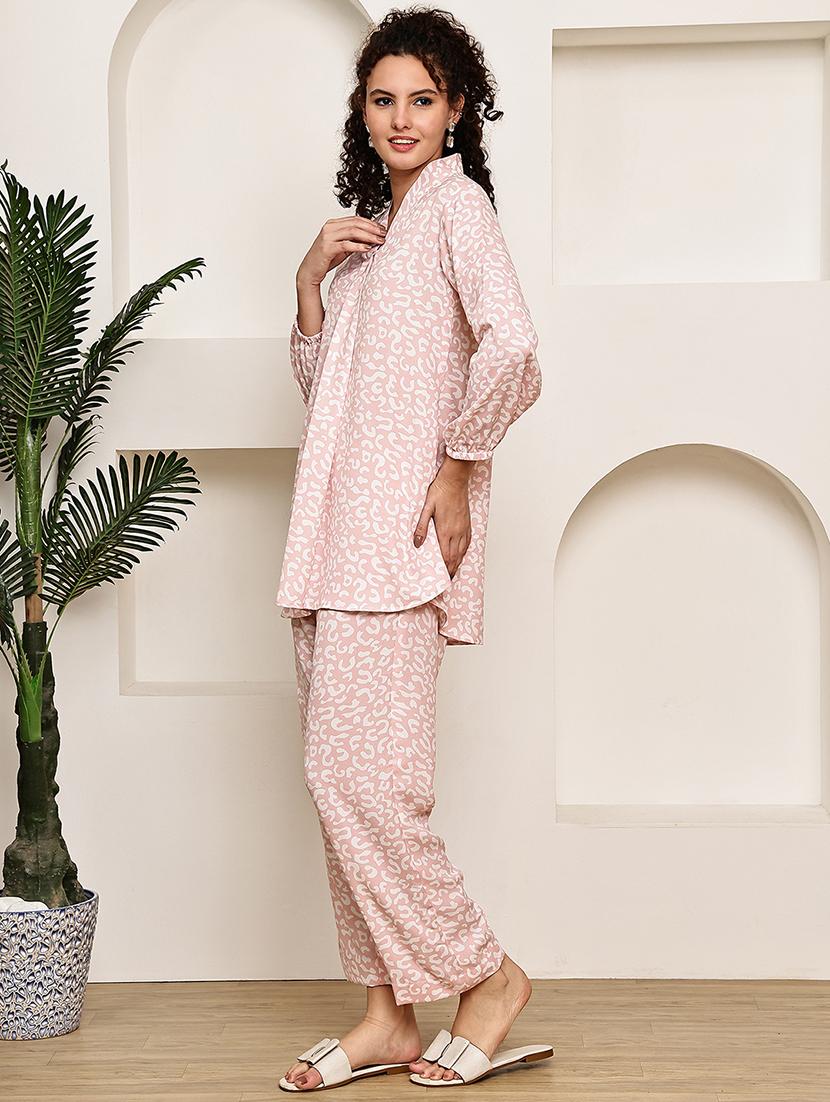 women printed shirt and trouser co-ord set - 22033428 - Standard Image - 2