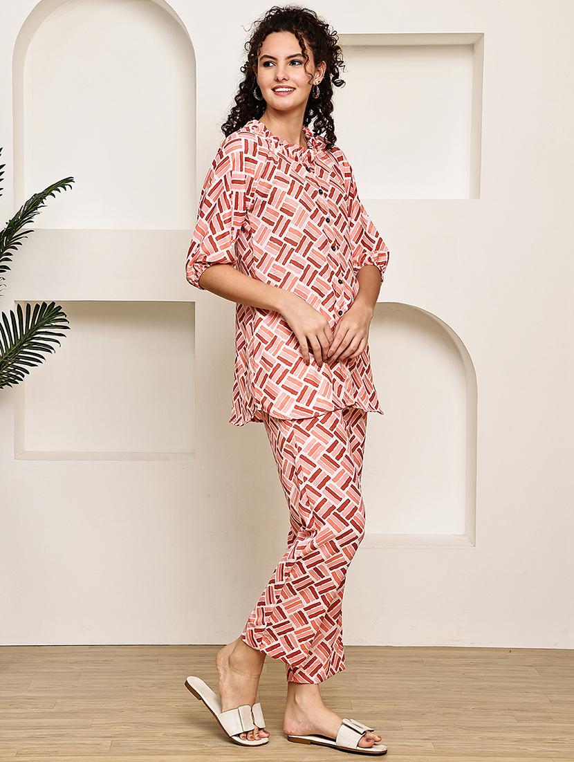 women printed top and trouser co-ord set - 22033431 - Standard Image - 2