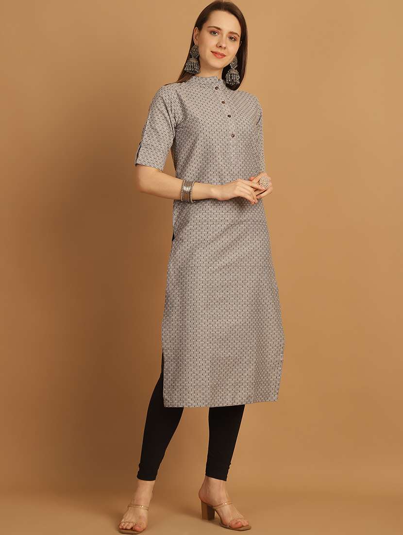 women self design roll up sleeve straight kurta - 22033474 - Standard Image - 2