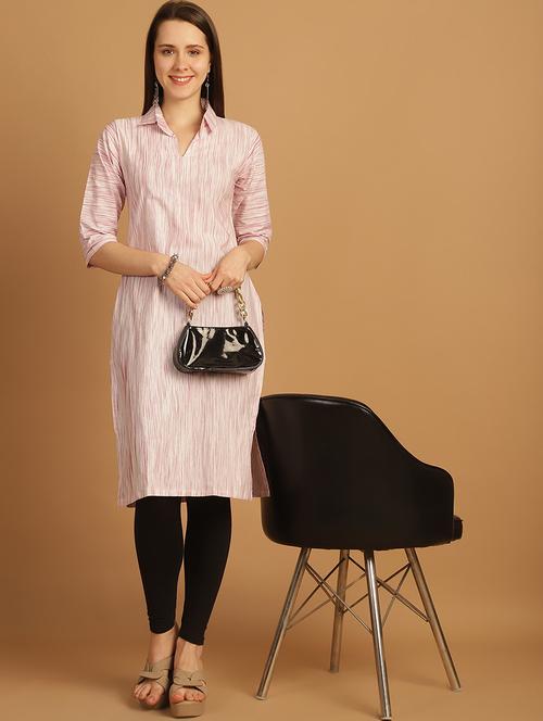 women self design three quarter sleeve straight kurta - 22033485 - Standard Image - 0