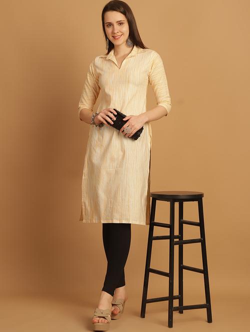 women self design three quarter sleeve straight kurta - 22033486 -  Standard Image - 0