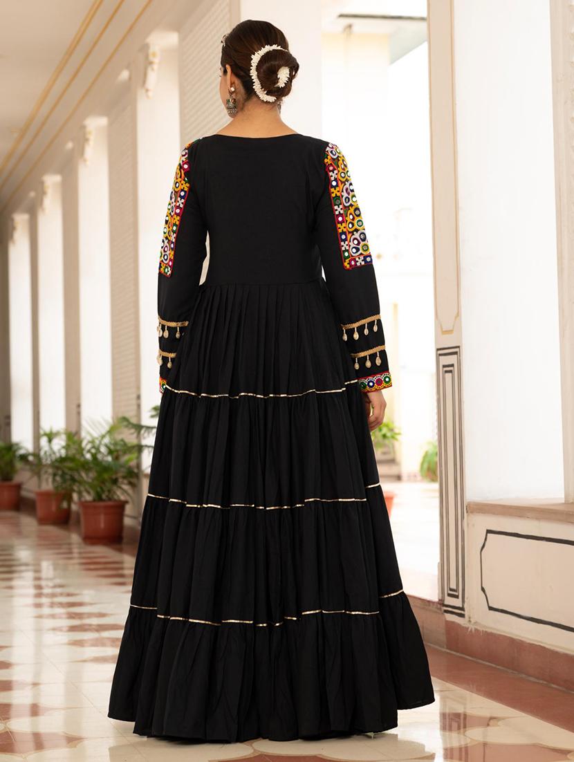 women embroiderd long sleeve fit & flare ethnic dress - 22033581 - Standard Image - 2