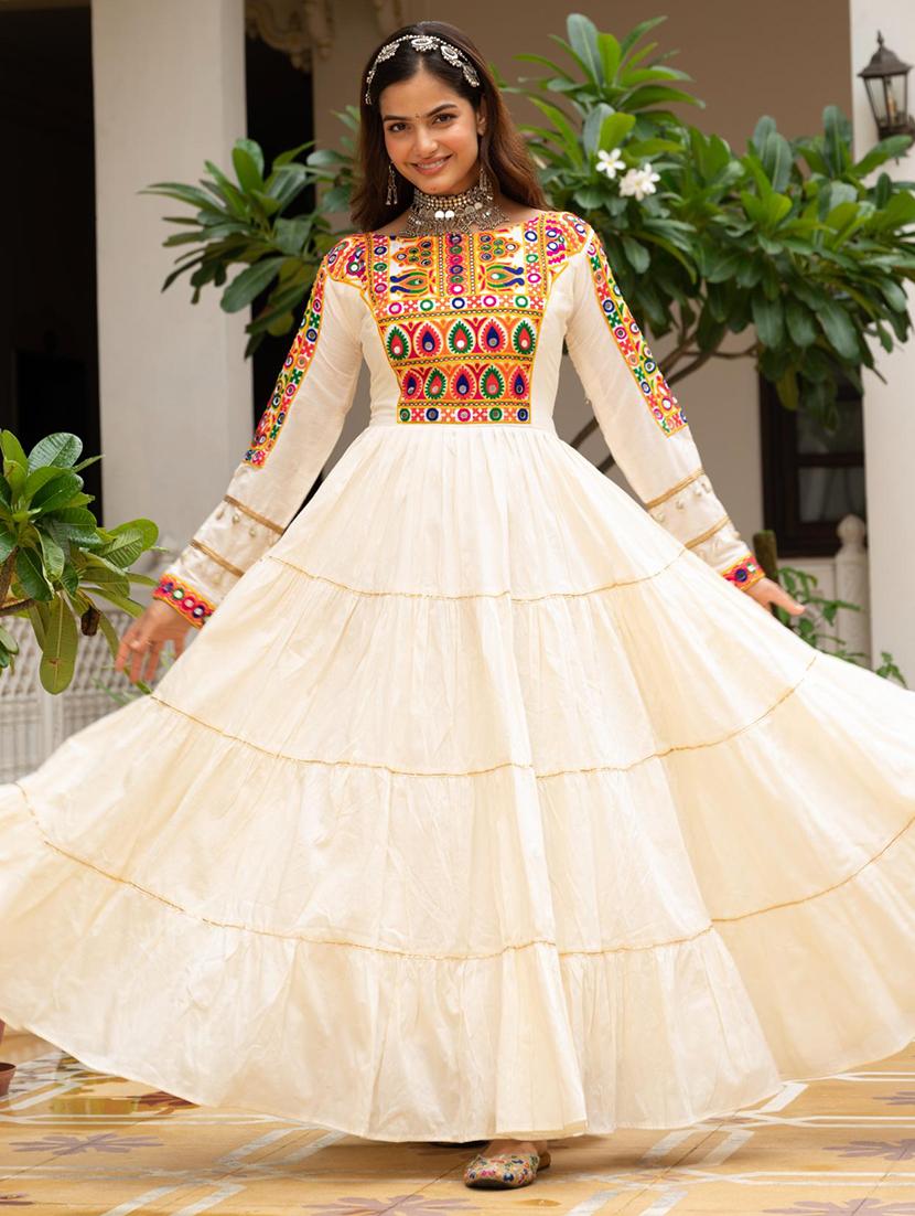 women embroidered long sleeve tiered ethnic dress - 22033582 - Standard Image - 2