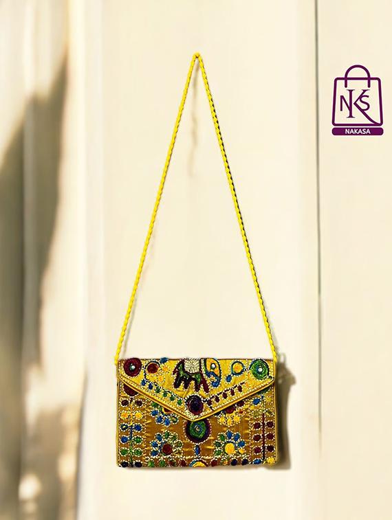 black velvet embroidery clutch with flap closure - 22033588 - Standard Image - 2