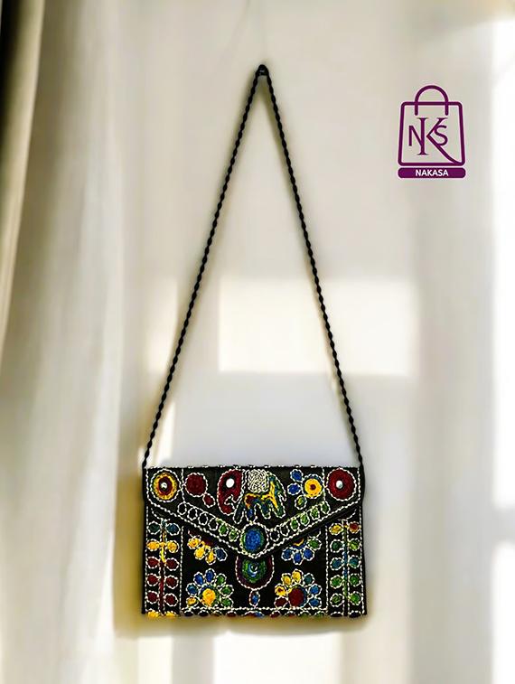 women velvet embroidery clutch with flap closure - 22033591 - Standard Image - 2