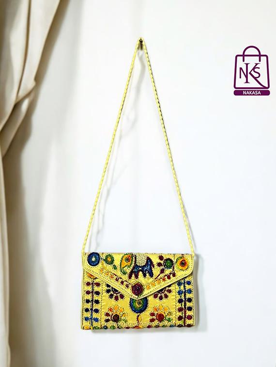 women velvet embroidery clutch with flap closure - 22033592 - Standard Image - 2