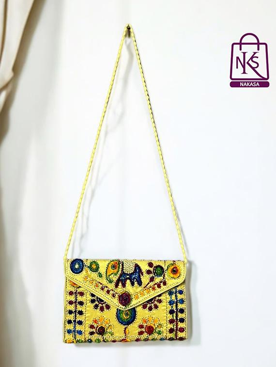 women velvet embroidery clutch with flap closure - 22033599 - Standard Image - 2