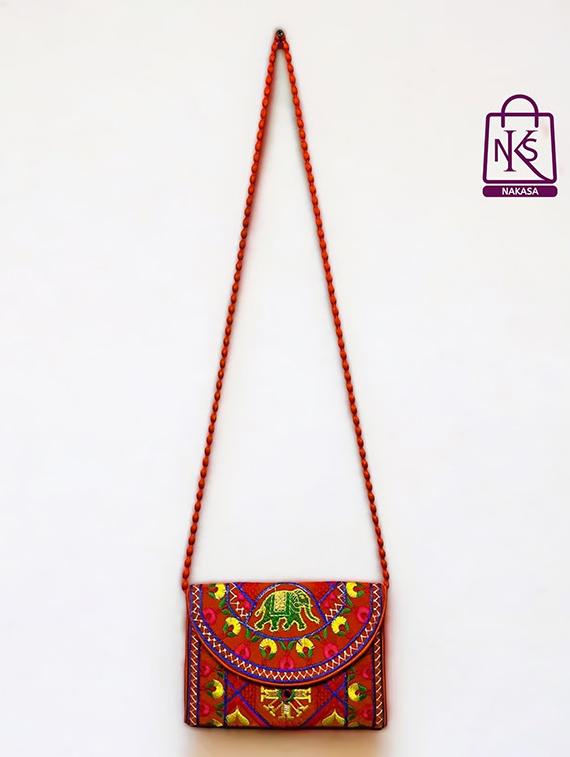 women velvet embroidery clutch with flap closure - 22033610 - Standard Image - 2