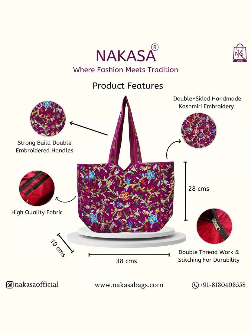 women floral embroidered tote bag - 22033615 - Standard Image - 2