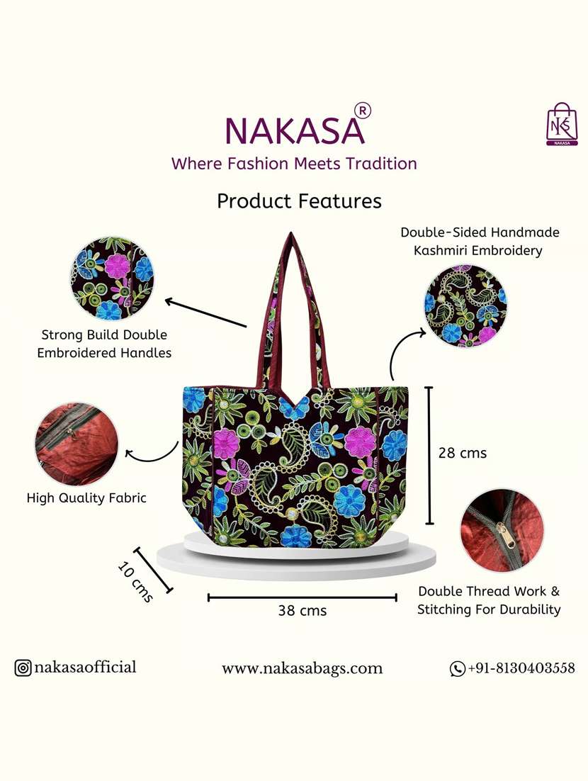 women floral embroidered tote bag - 22033619 -  Standard Image - 2