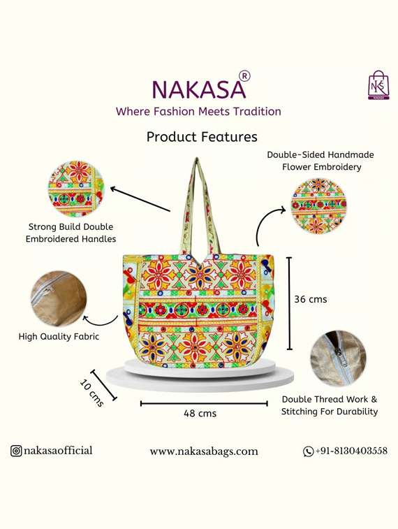 Women Floral Embroidered Tote Bag