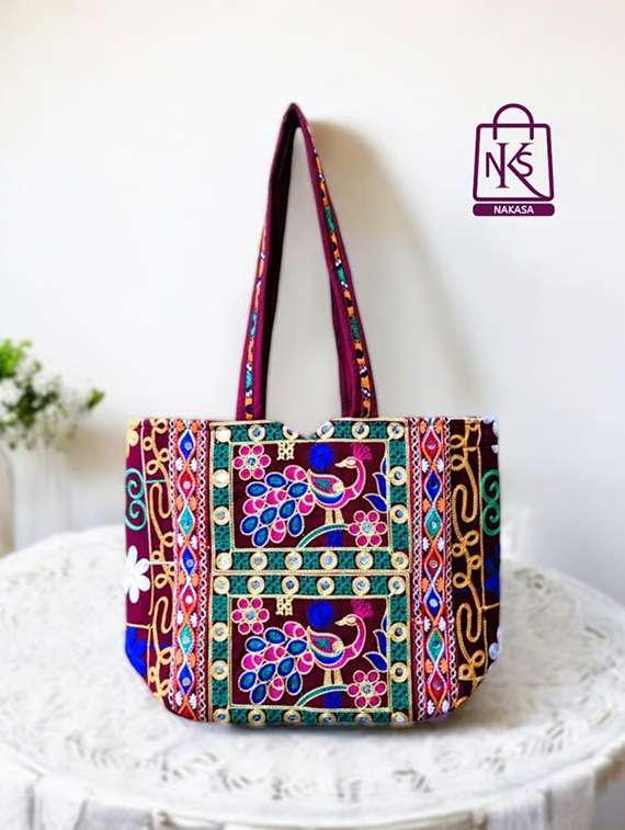 women embroidered tote bag