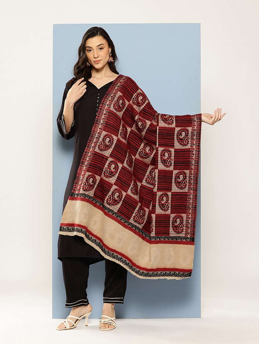 women paisley reversible shawl