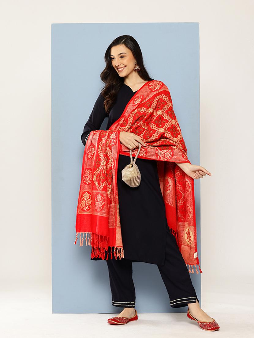 women self design reversible shawl - 22033724 - Standard Image - 2