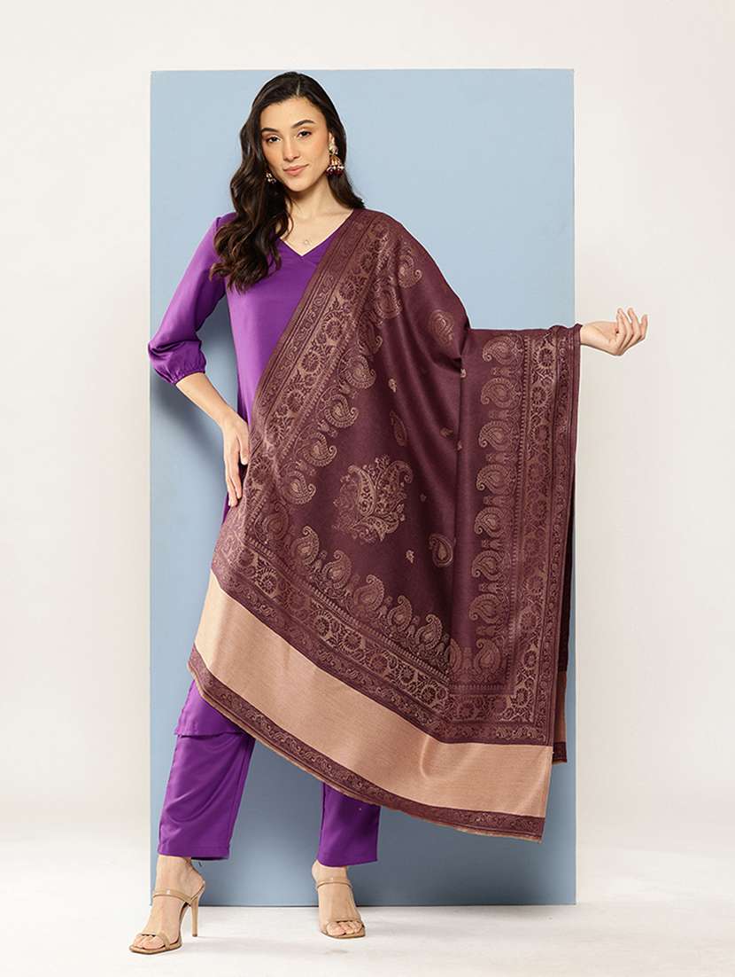 women paisley reversible shawl