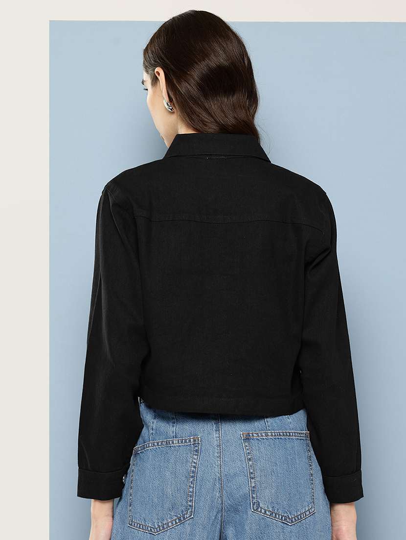 women solid long sleeve denim jacket - 22033738 -  Standard Image - 2