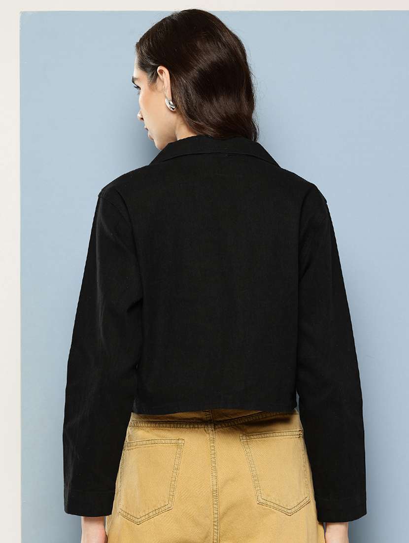 women solid long sleeve denim jacket - 22033739 -  Standard Image - 2