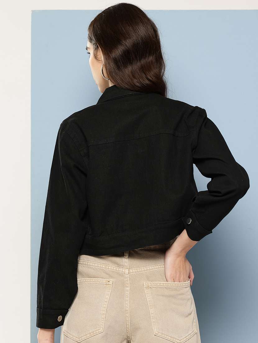 women solid long sleeve denim jacket - 22033740 -  Standard Image - 2